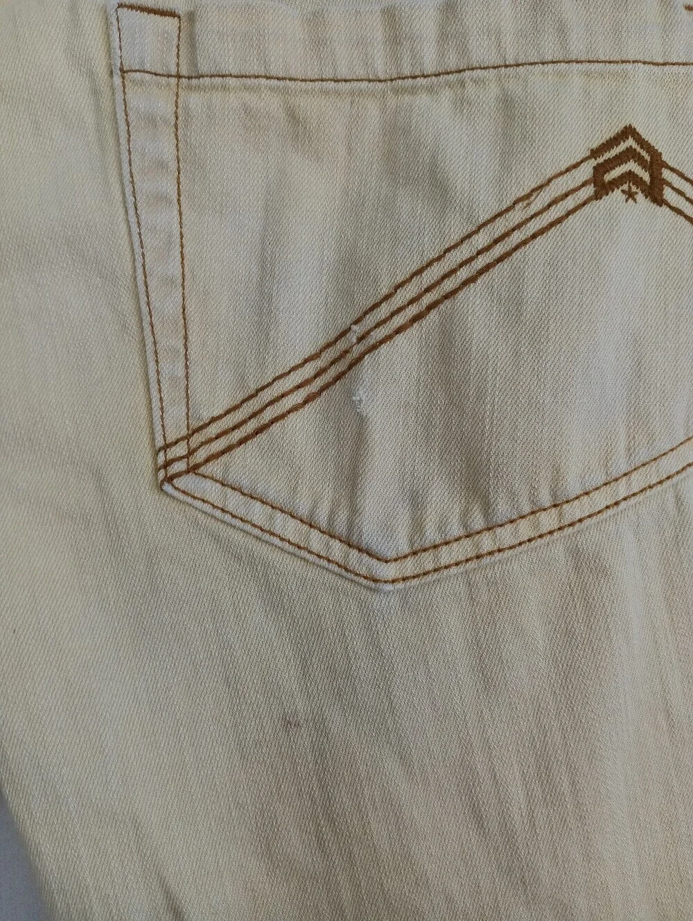 Analog Ochre Yellow Slim Straight Jeans Mid Rise Beige Tan Distressed Faded Punk